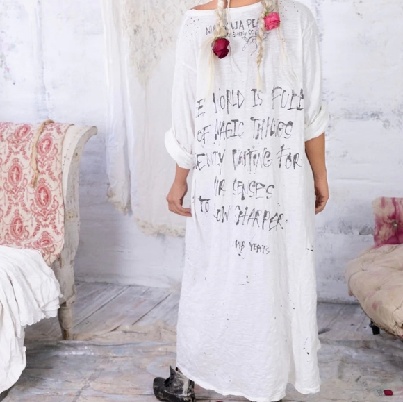 Magnolia Pearl  New With Tag Vigo Dress  Angel Print White T-Shirt Dress - Picture 3 of 3